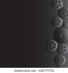  gears on a black background, vector illustration clip-art