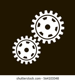 Gears on black background. Vector illustration.