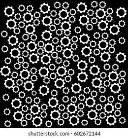 Gears on black background. Vector illustration.