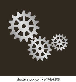 Gears on a black background. Vector illustration.