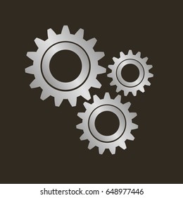 Gears on a black background. Vector illustration.
