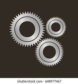 Gears on a black background. Vector illustration.