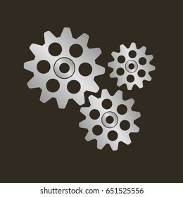 Gears on a black background. Vector illustration.