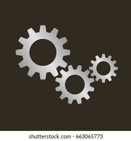 Gears on a black background. Vector illustration.