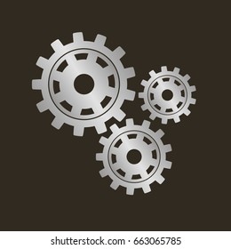 Gears on a black background. Vector illustration.