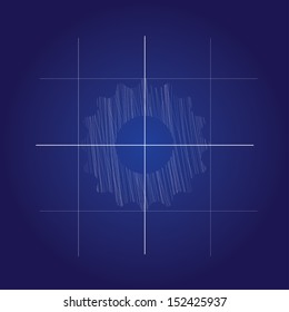 Gears on blue  background