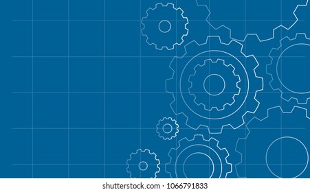 Gears on Blue Background Template illustration