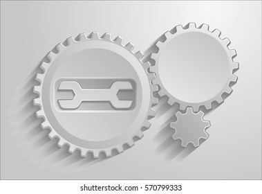 the gears on gray background with shadows. Vector illustration in 3D style.