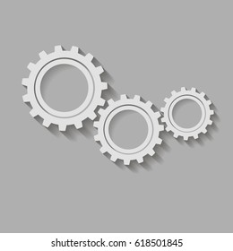  Gears on a gray background. Vector illustration.