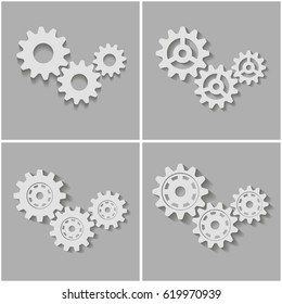 Gears on a gray background. Vector illustration.
