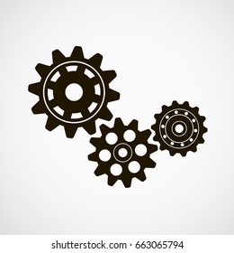 Gears on a gray background. Vector illustration.