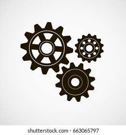 Gears on a gray background. Vector illustration.