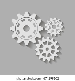 Gears on a gray background. Vector illustration.