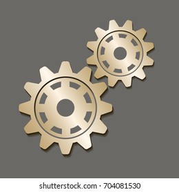 Gears on a gray background. Vector illustration.