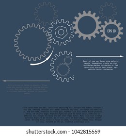 Gears on the grey background. Infographic template. Vector illustration