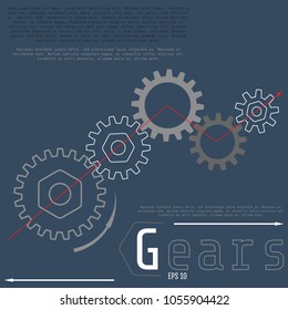 Gears on the grey background. Infographic template. Vector illustration