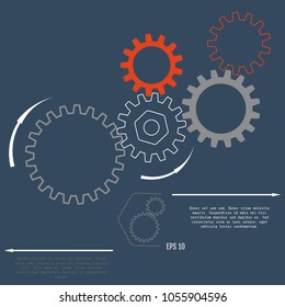 Gears on the grey background. Infographic template. Vector illustration