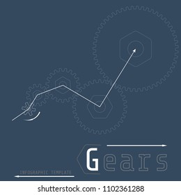 Gears on the grey background. Infographic template. Vector illustration 