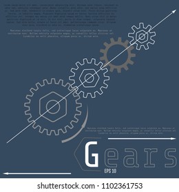 Gears on the grey background. Infographic template. Vector illustration