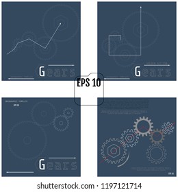 Gears on the grey background. Infographic template. Vector illustration