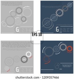 Gears on the grey background. Infographic template. Vector illustration