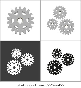 Gears On White Background Black Vector Stock Vector (Royalty Free ...