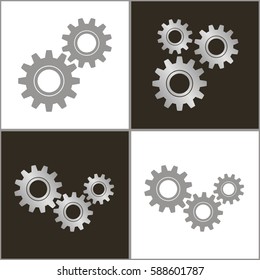 Gears on a white background and black. Vector illustration.
