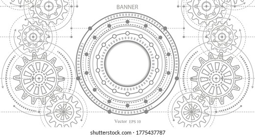 Gears on a white background.HUD element .Futuristic technology background.Technological drawing .Vector illustration.