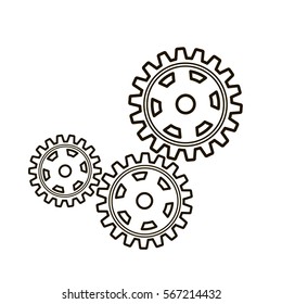 Gears on a white background.  Vector illustration.