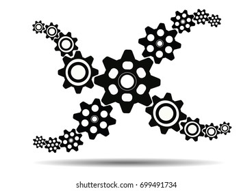 Gears on a white background working gear machinery.Vector illustration