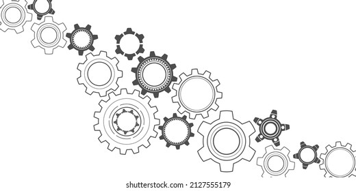 Engranajes en un fondo blanco.Ilustración de la industria de ingeniería .Vector.