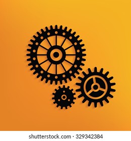 Gears on yellow background,clean vector