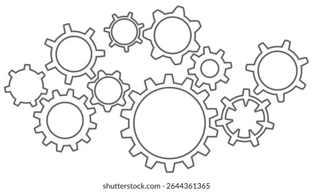 Gears in one mechanism. Concept teamwork - vector