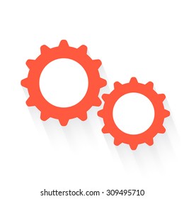 gears in orange with drop shadow on white