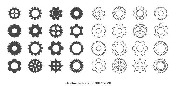 conjunto de iconos de esquema de engranajes