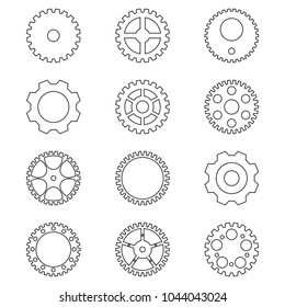 Gears outline icon , set of gears vector