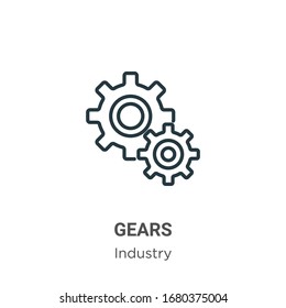 Gears outline vector icon. Thin line black gears icon, flat vector simple element illustration from editable industry concept isolated stroke on white background