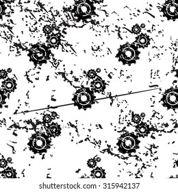 Gears pattern grunge, black image on white background