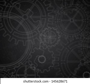 gears pattern over black background. Vector Illustration