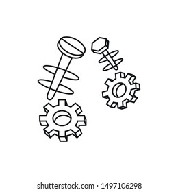 gears pinions with screws isolated icon