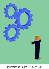 gears problem solving 3d vector low poly illustration