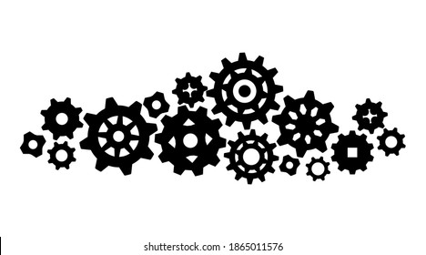 Gears in Progress., icono, proceso de estrategia empresarial de trabajo en equipo, vector Ilustración aislada