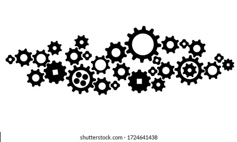 Gears in Progress., icon, vector Isolated illustration