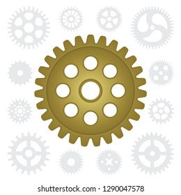Gears. Realistic gears illustrations and icons set.