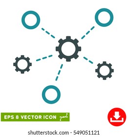 Gears Relations EPS vector icon. Illustration style is flat iconic bicolor soft blue symbol on white background.
