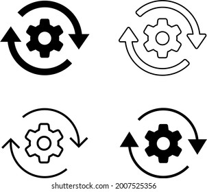 Gears and Rotating arrow vector icon Material