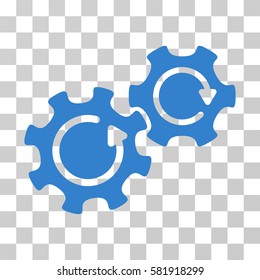 Gears Rotation vector icon. Illustration style is a flat iconic cobalt symbol on a transparent background.