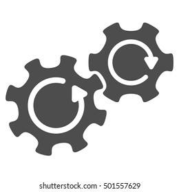 Gears Rotation vector icon. Style is flat graphic symbol, gray color, white background.