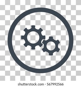 Gears rounded icon. Vector illustration style is flat iconic symbol inside a circle, smooth blue color, transparent background. Designed for web and software interfaces.