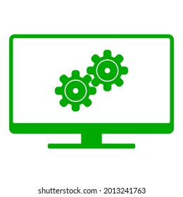 Engranajes y pantalla en blanco